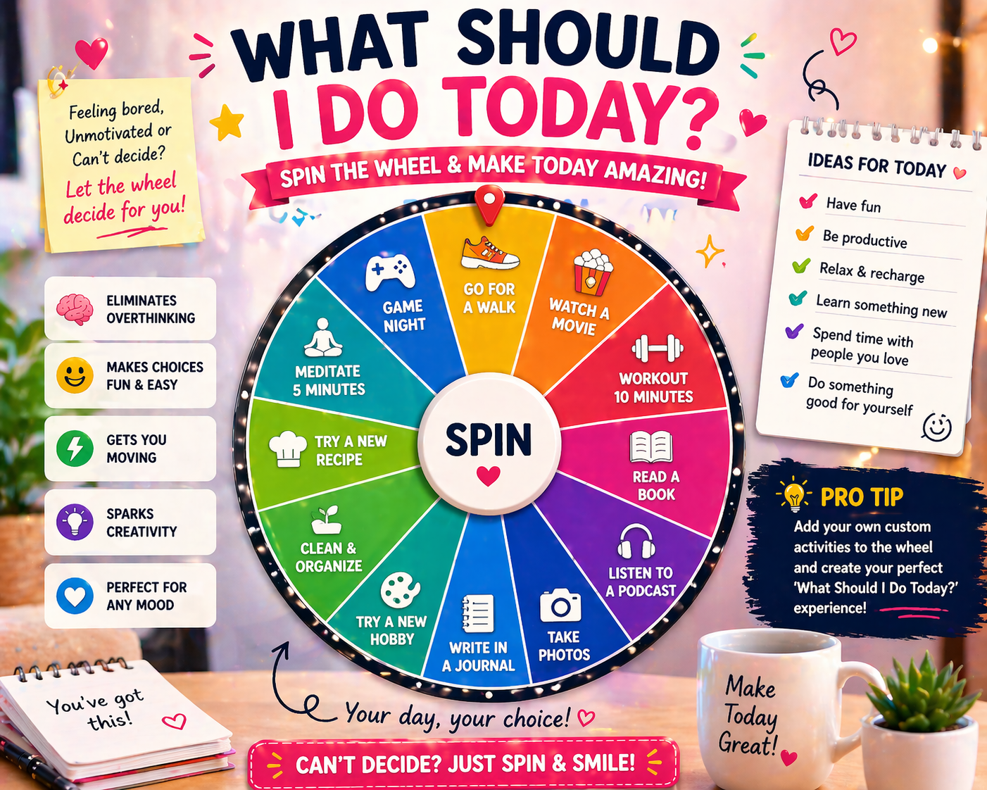 what should I do today decision wheel ideas