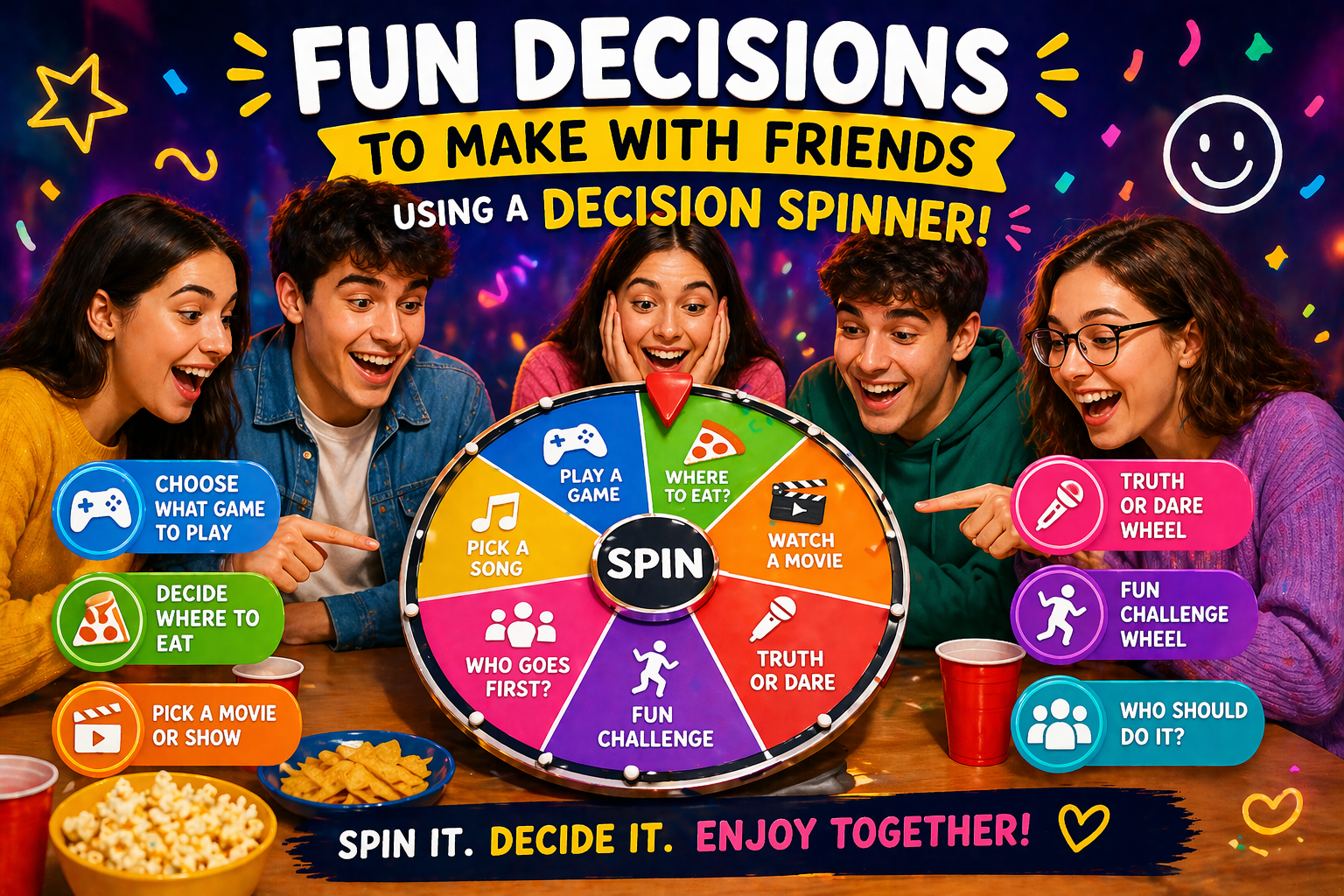 Fun decision maker wheel ideas for friends and games