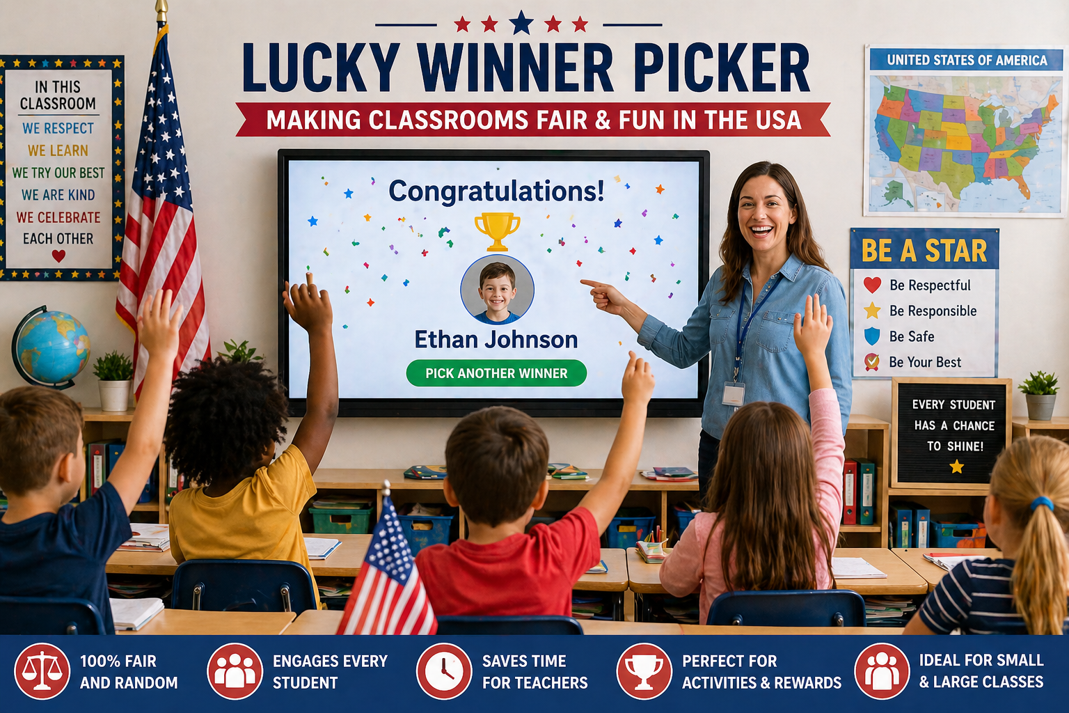 Classroom activities using lucky winner picker tool