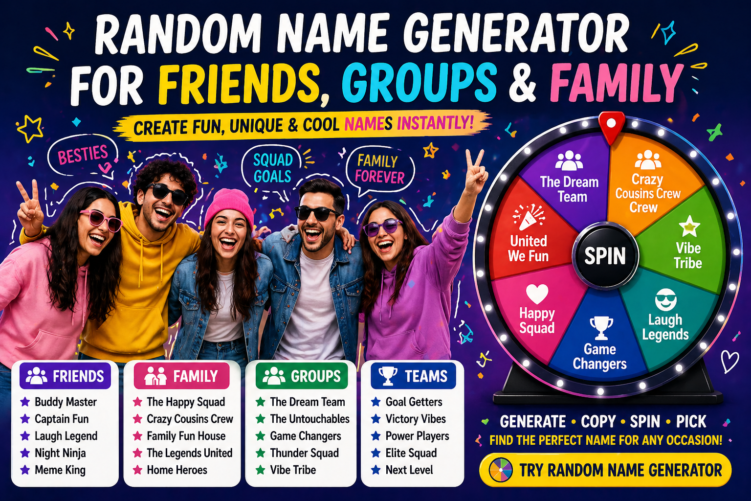 Random name generator for friends and group name ideas