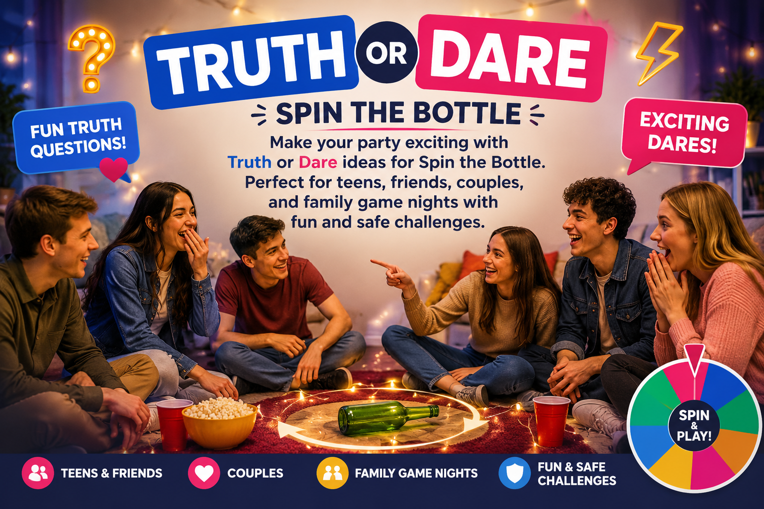 Truth or Dare Spin the Bottle ideas and challenges for parties and groups